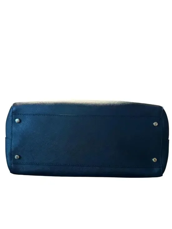 Kate Spade Black Leather Tote Bag with Blue Accent Scarf - Picture 4 of 6